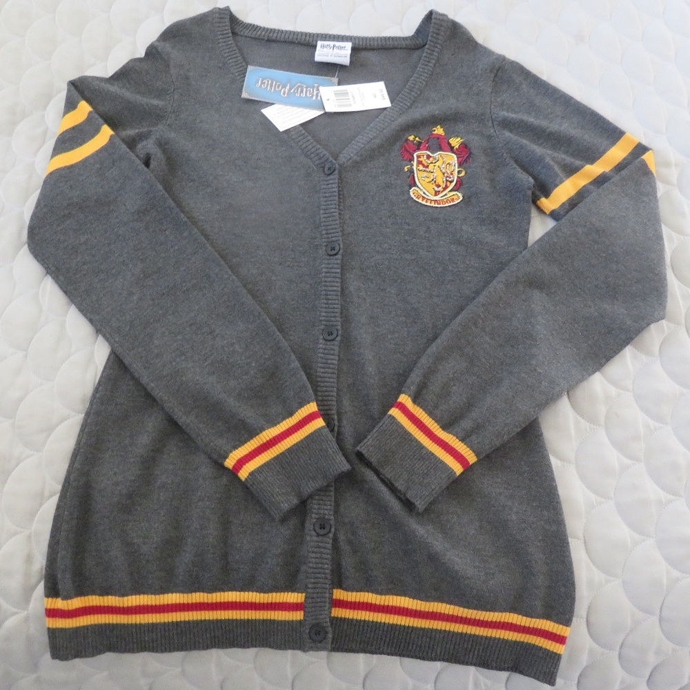 Harry Potter Gryffindor Class Cardigan with Bead Embroidered Patch, Size MD
